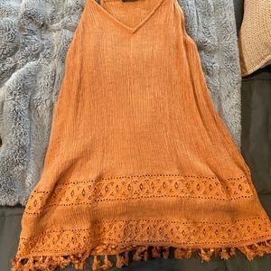 Burnt orange tank top with fringe